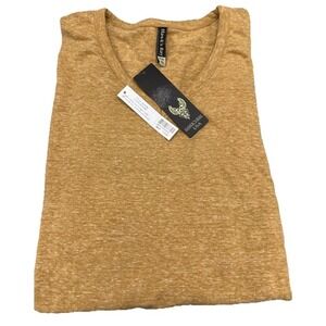 Hawks Bay Mens Short Sleeve V-Neck T-Shirt Size XL Mustard Made In USA NWT